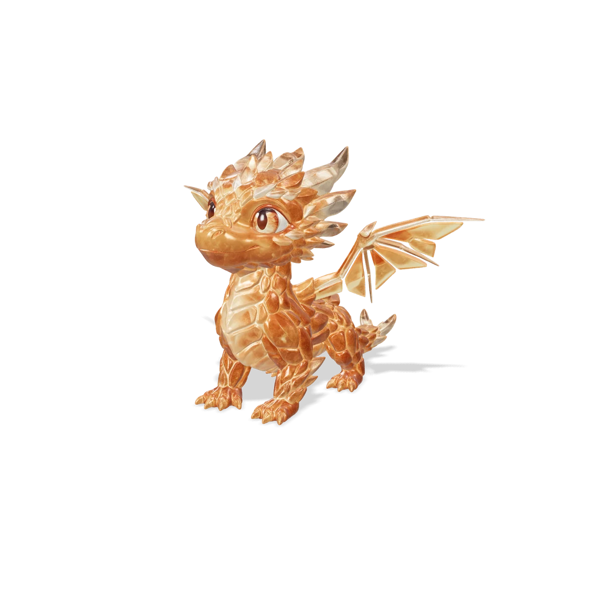 Amberglow Wyrmling: a small amber dragon hatchling with translucent crystal wings