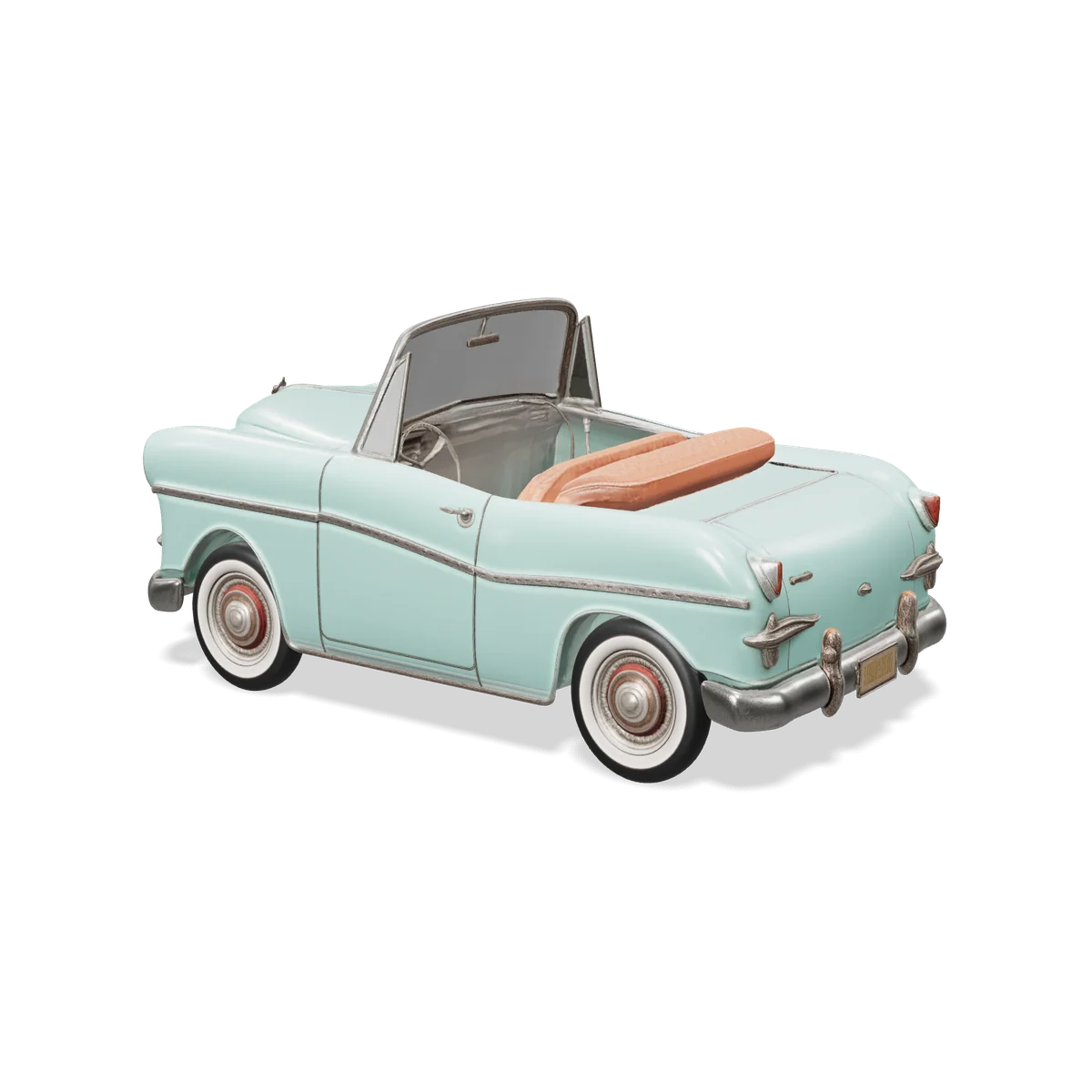 Classic Convertible: a mint-green vintage convertible with whitewall tyres