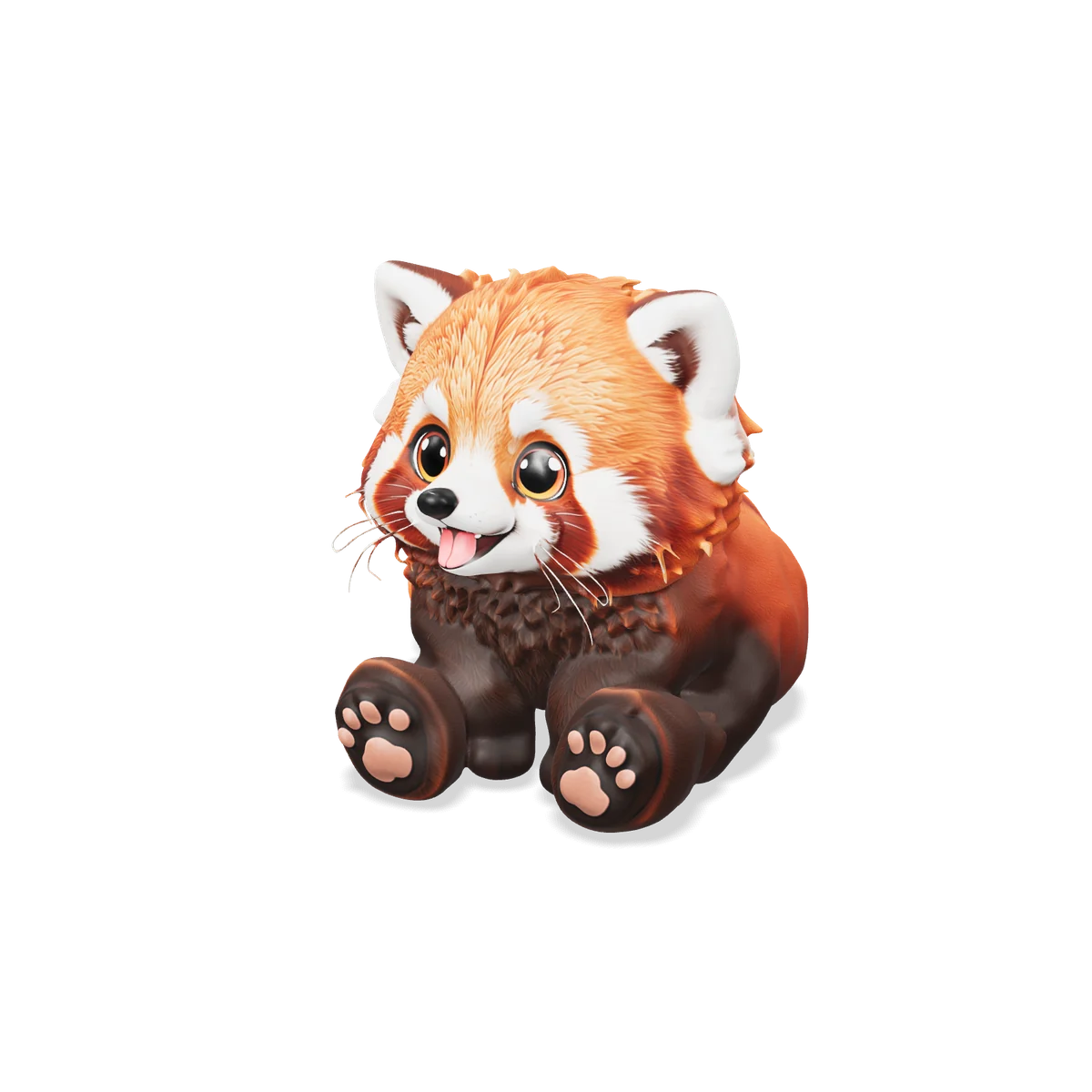 Red Panda: a fluffy red panda cub sitting with its paws forward