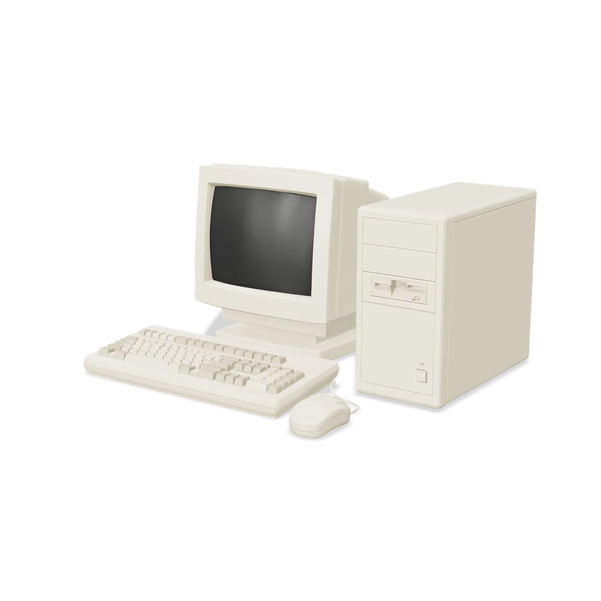 Retro Computer: a beige desktop computer with a CRT monitor and keyboard