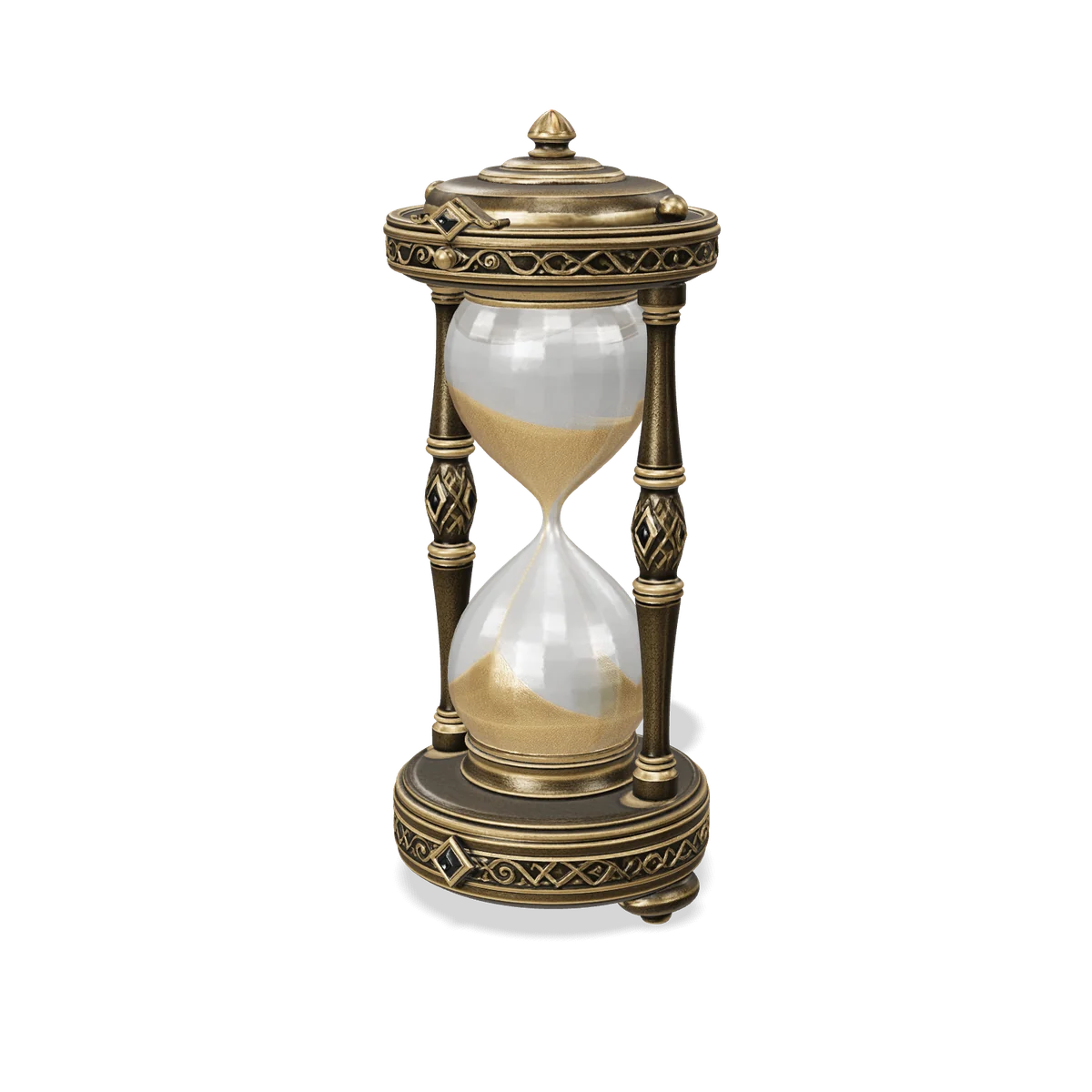Sands of Time: an ornate brass hourglass