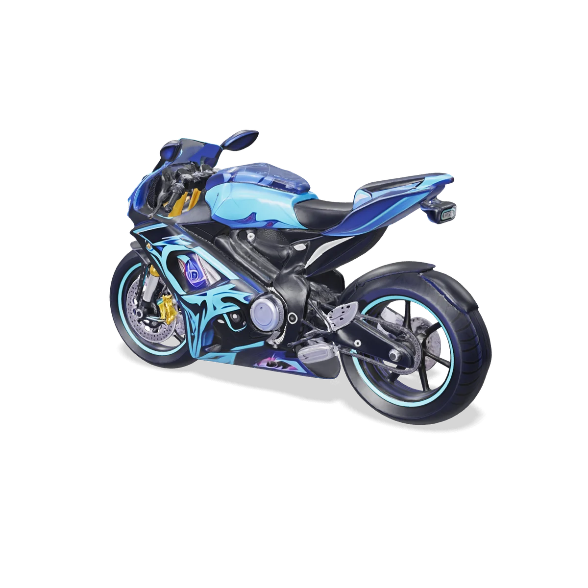 Sport Bike: a blue and black racing motorcycle